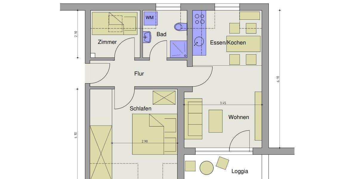 Dachgeschoßwohnung Wangerland - 2.5 Zimmer, 57 m&sup2;, 228.000&euro; | Angebot:25999839