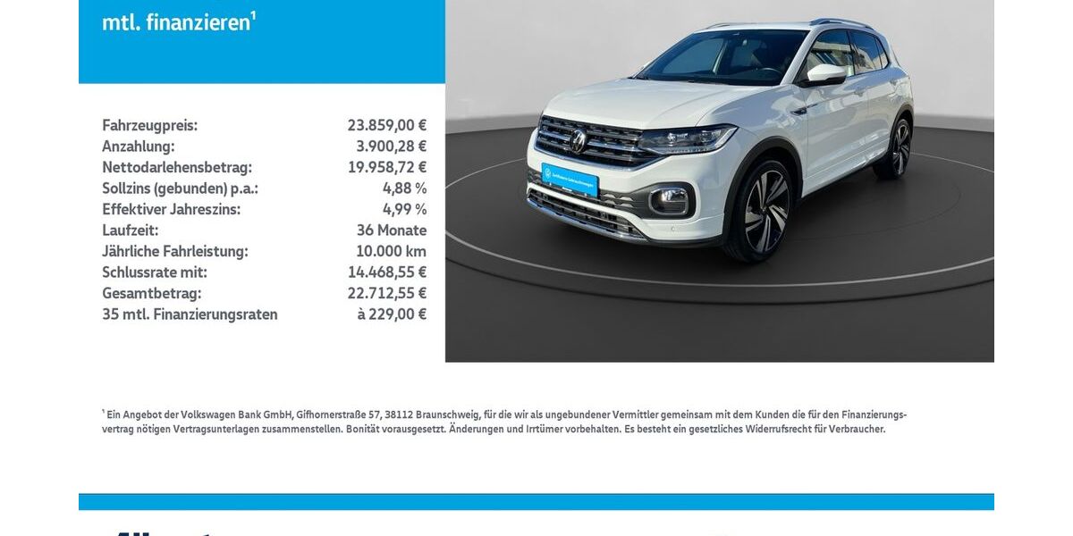 VW T-Cross 34.878 km 23.449 € Leinefelde-Worbis/DE 37327