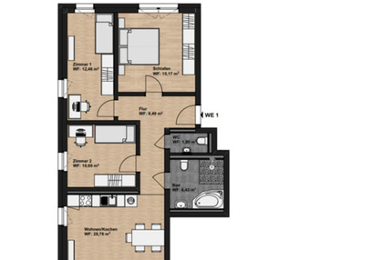 sonnige 4 Raum Wohnung Terrasse Gäste WC Coburg ab 01.05.2025