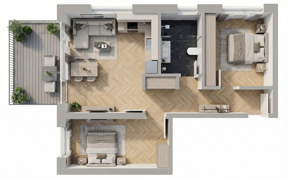 Erdgeschoßwohnung Feucht - 3 Zimmer, 61 m&sup2;, 1.030&euro; | Angebot:25289037