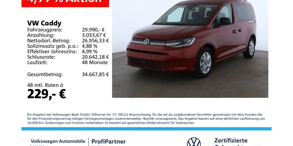 VW Caddy 23.850 km 29.420 &euro; Leipzig 04178