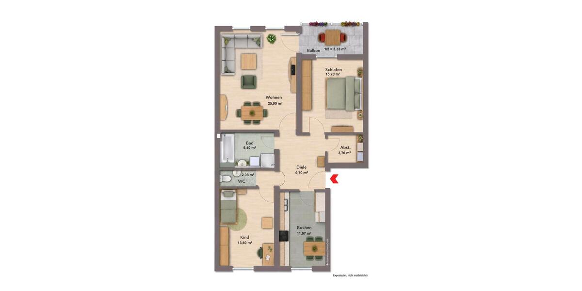 Erdgeschoßwohnung Mühldorf am Inn - 3 Zimmer, 89 m&sup2;, 365.000&euro; | Angebot:27121425