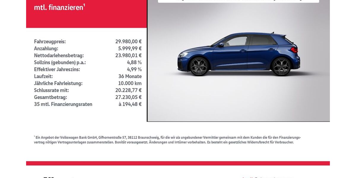Audi A1 6.273 km 29.980 &euro; Nordhausen 99734