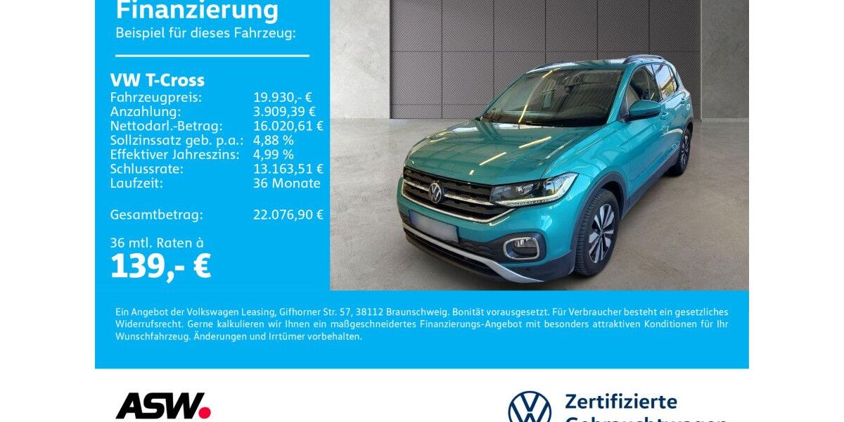 VW T-Cross 39.800 km 19.930 &euro; Sinsheim 74889