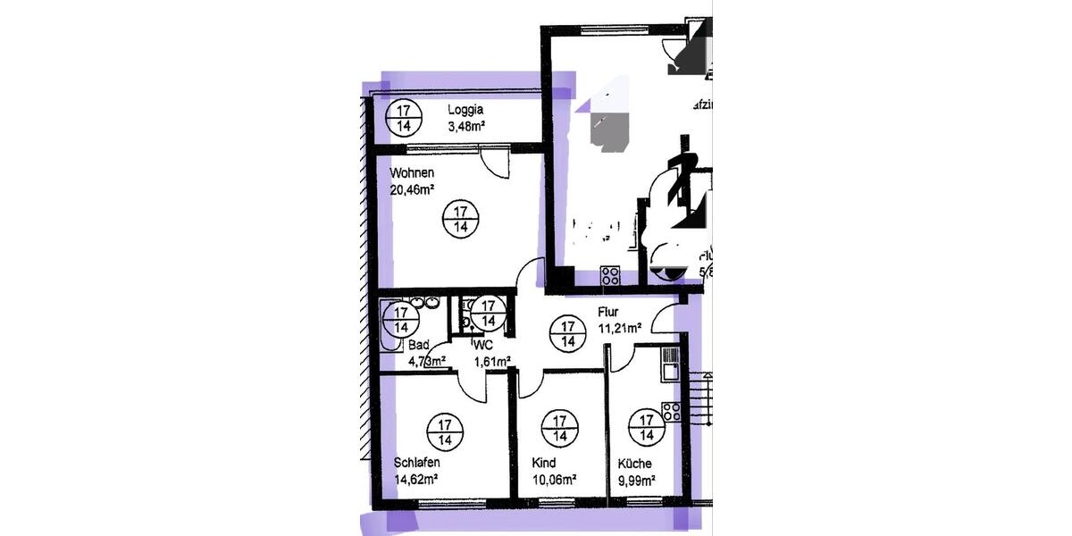 Etagenwohnung Bielefeld Mitte - 3 Zimmer, 75 m&sup2;, 129.500&euro; | Angebot:25532506
