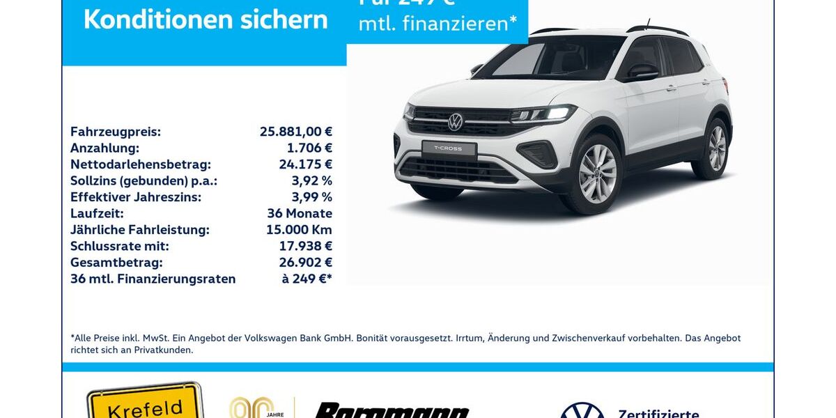 VW T-Cross 6.280 km 25.881 &euro; Krefeld 47803