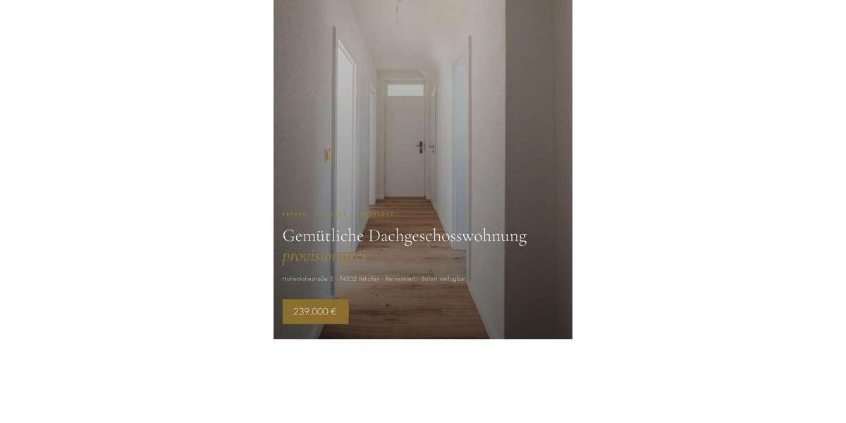 Etagenwohnung Ilshofen - 3.5 Zimmer, 68 m&sup2;, 239.000&euro; | Angebot:26836650