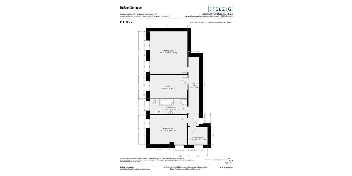 Erdgeschoßwohnung Altdöbern - 3 Zimmer, 92 m&sup2;, 598&euro; | Angebot:21841406