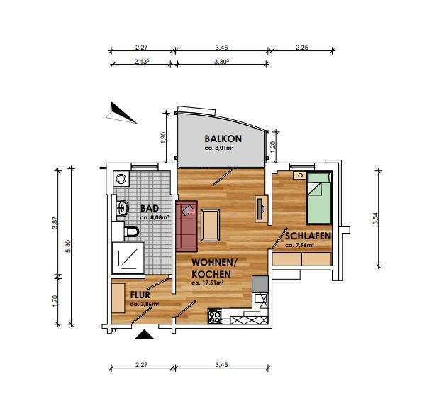 Wohnung zum Mieten in Güstrow 280 € 40 m²