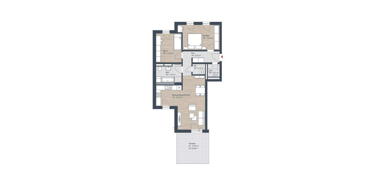 Terrassenwohnung Röthenbach an der Pegnitz Röthenbach - 3 Zimmer, 87 m&sup2;, 504.450&euro; | Angebot:26155919