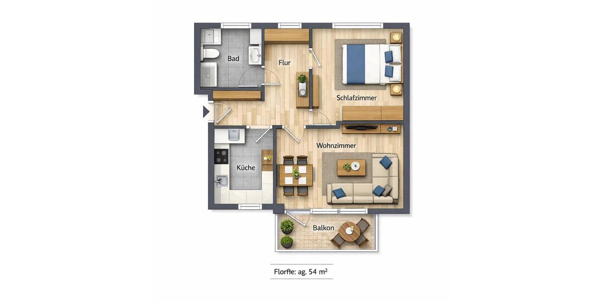 Etagenwohnung Buxtehude - 2 Zimmer, 55 m&sup2;, 190.000&euro; | Angebot:26056400