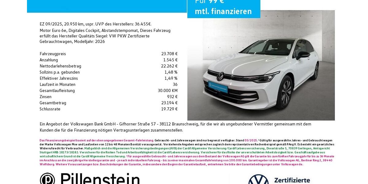 VW Golf 20.950 km 23.708 &euro; Neustadt/Aisch 91413