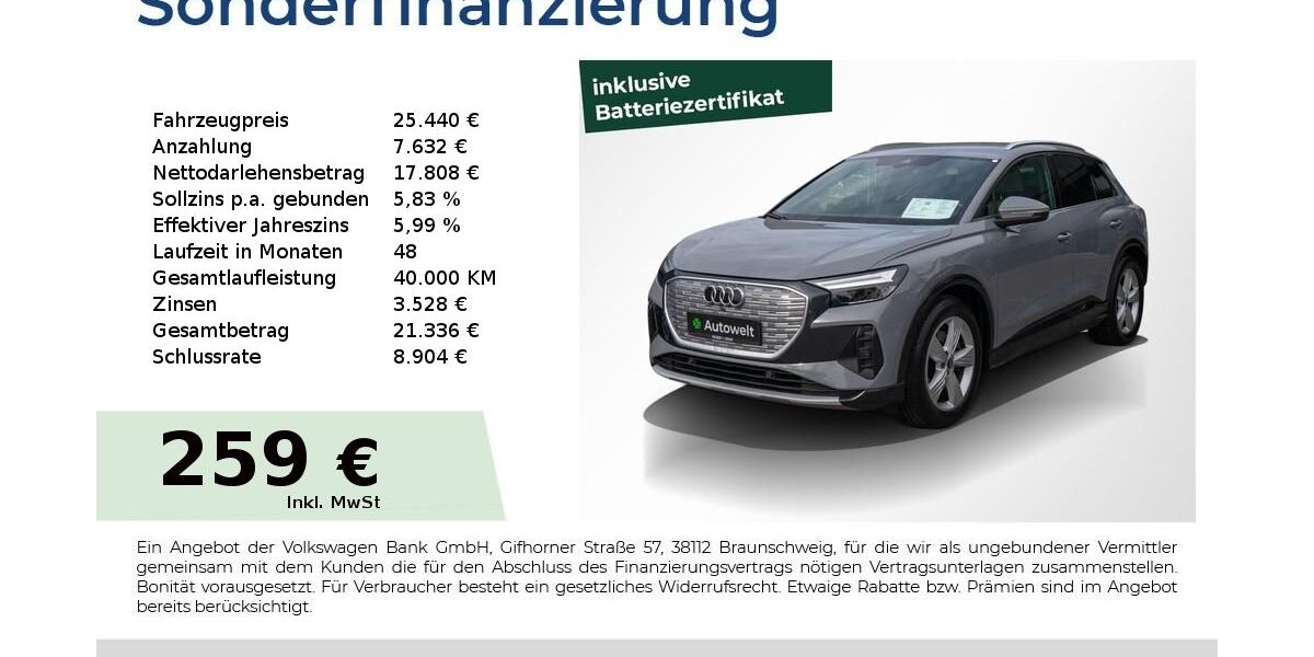 Audi Q4 e-tron 119.850 km 24.440 &euro; Nürnberg 90431