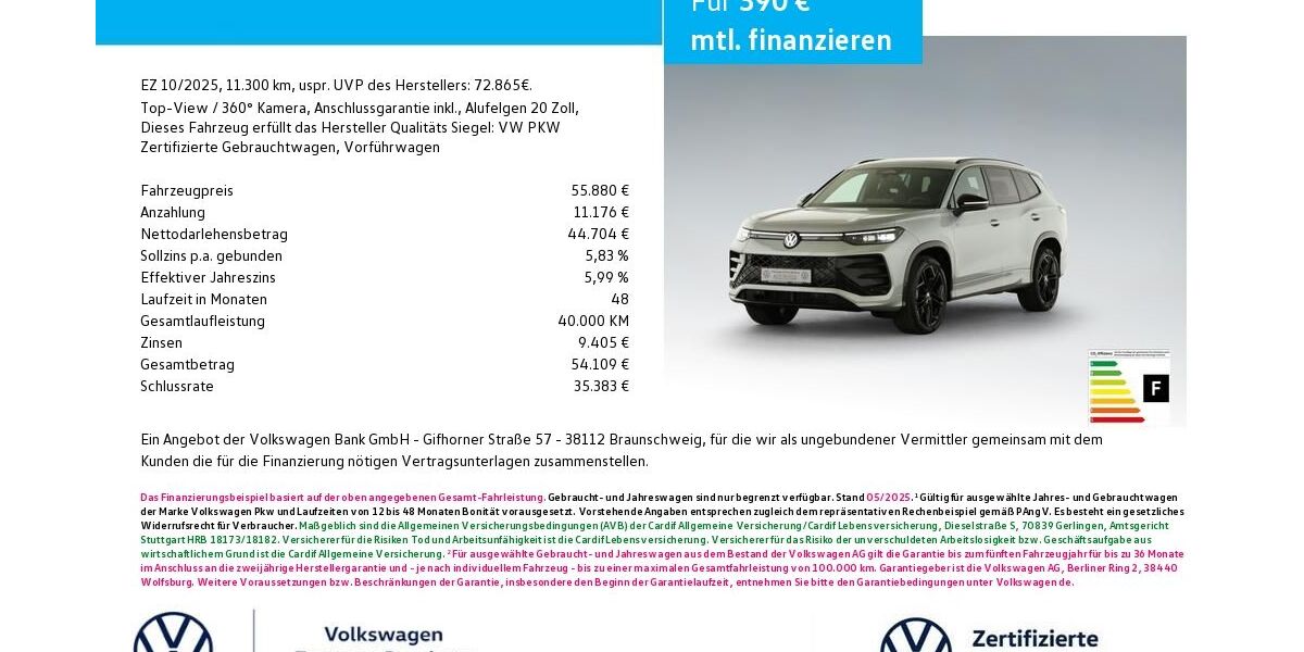 VW Tayron 11.300 km 53.880 &euro; Bamberg 96052