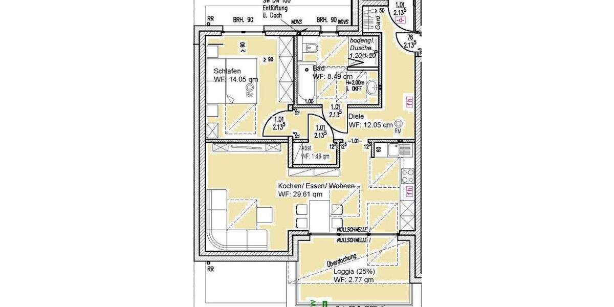Etagenwohnung Geilenkirchen Niederheid - 2 Zimmer, 68 m&sup2;, 296.700&euro; | Angebot:25687007