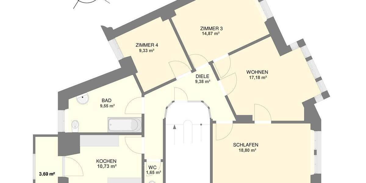 Etagenwohnung Ulm Mitte - 4 Zimmer, 95 m&sup2;, 398.000&euro; | Angebot:26704115