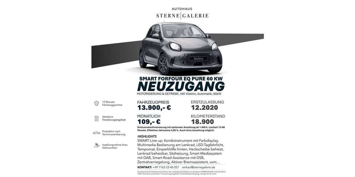 Smart forFour 18.900 km 13.900 &euro; Ebersbach an der Fils 73061
