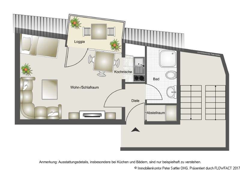 Etagenwohnung Bonn Beuel-Mitte - 1 Zimmer, 27 m&sup2;, 127.500&euro; | Angebot:24651463