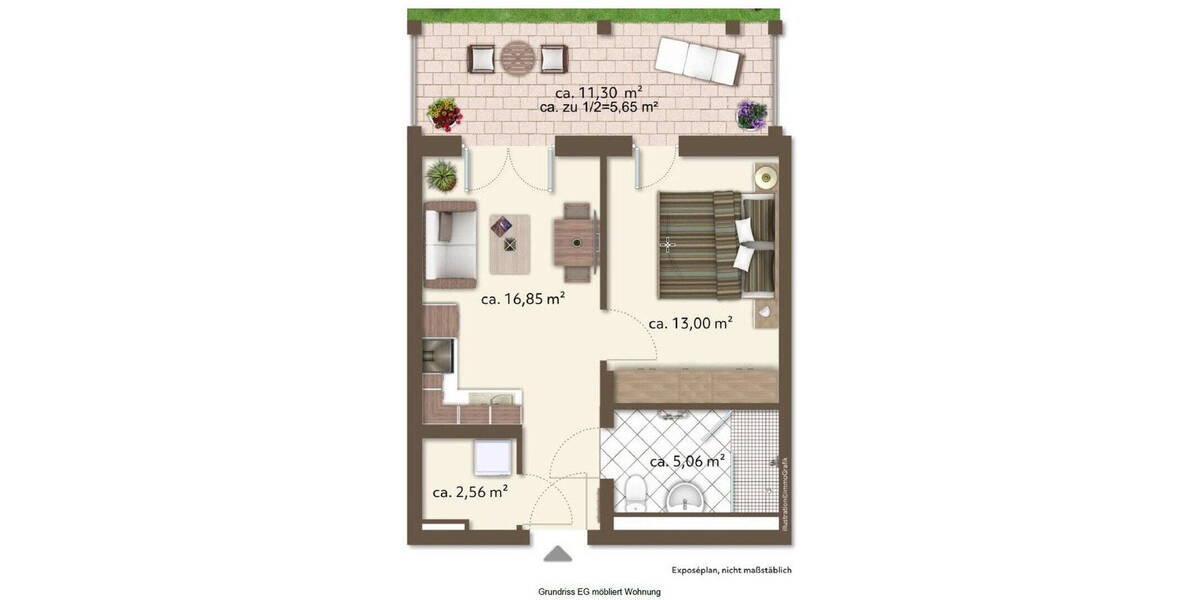 Etagenwohnung Karlsfeld - 2 Zimmer, 40 m&sup2;, 1.320&euro; | Angebot:26795170