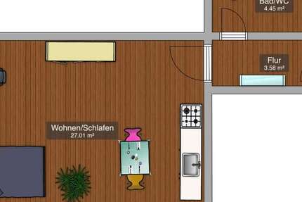 Wohnung zum Mieten in Straubing 419 € 35 m² 1 zimmer