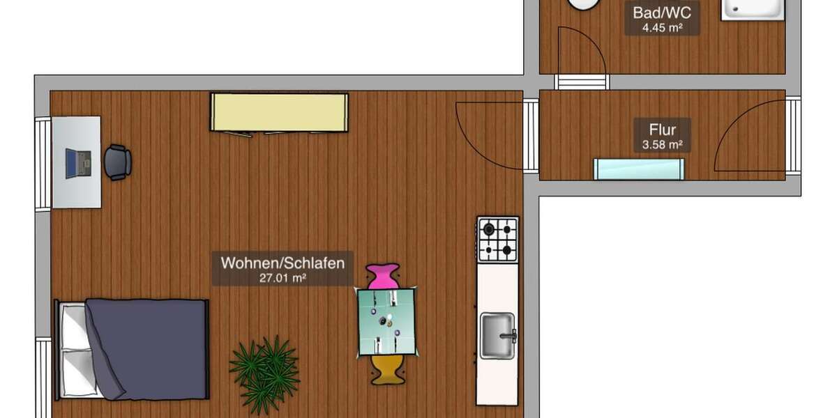 Wohnung zum Mieten in Straubing 419 € 35 m² 1 zimmer