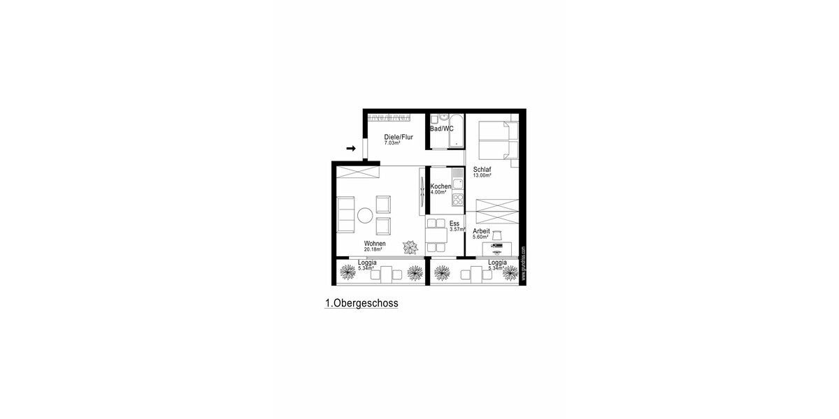 * Blick ins Grüne * ruhige 2-Zimmer-Wohnung * 2 sonnige Balkone * 1 Stellplatz * zentrumsnah * - Etagenwohnung Germering | Angebot:26677727