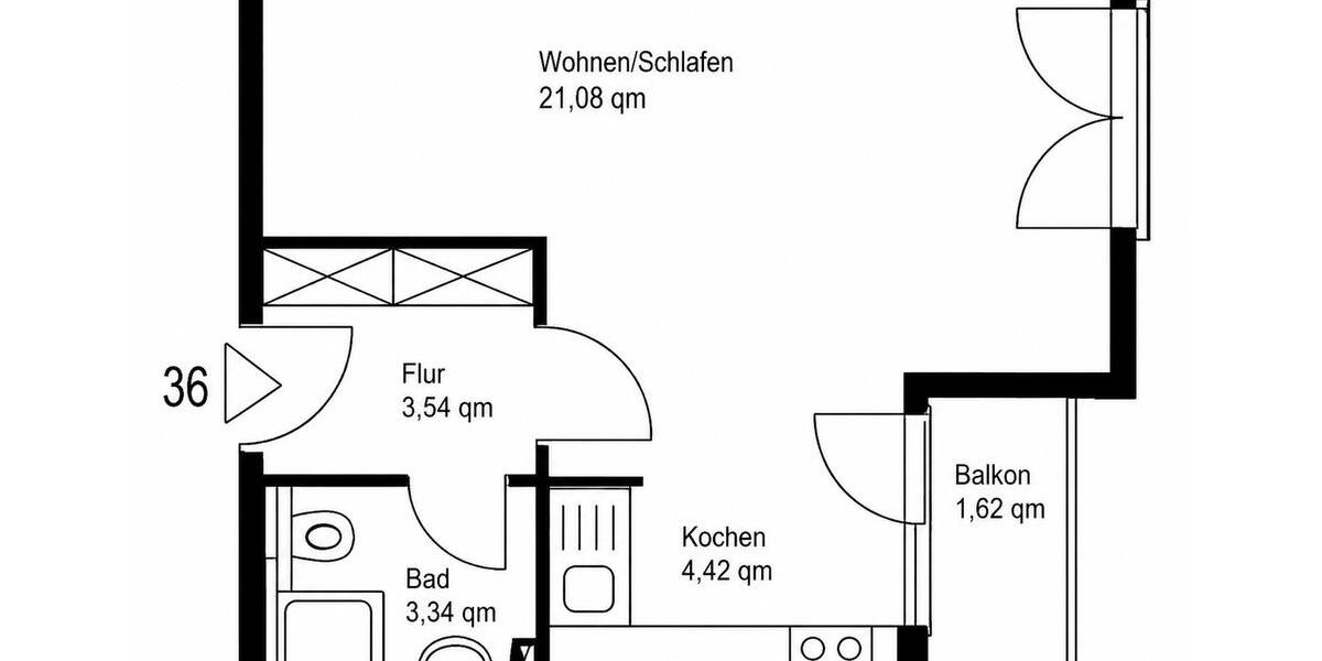 Etagenwohnung Auerbach/Vogtland Vogtland - 1 Zimmer, 37 m&sup2;, 230&euro; | Angebot:26464535