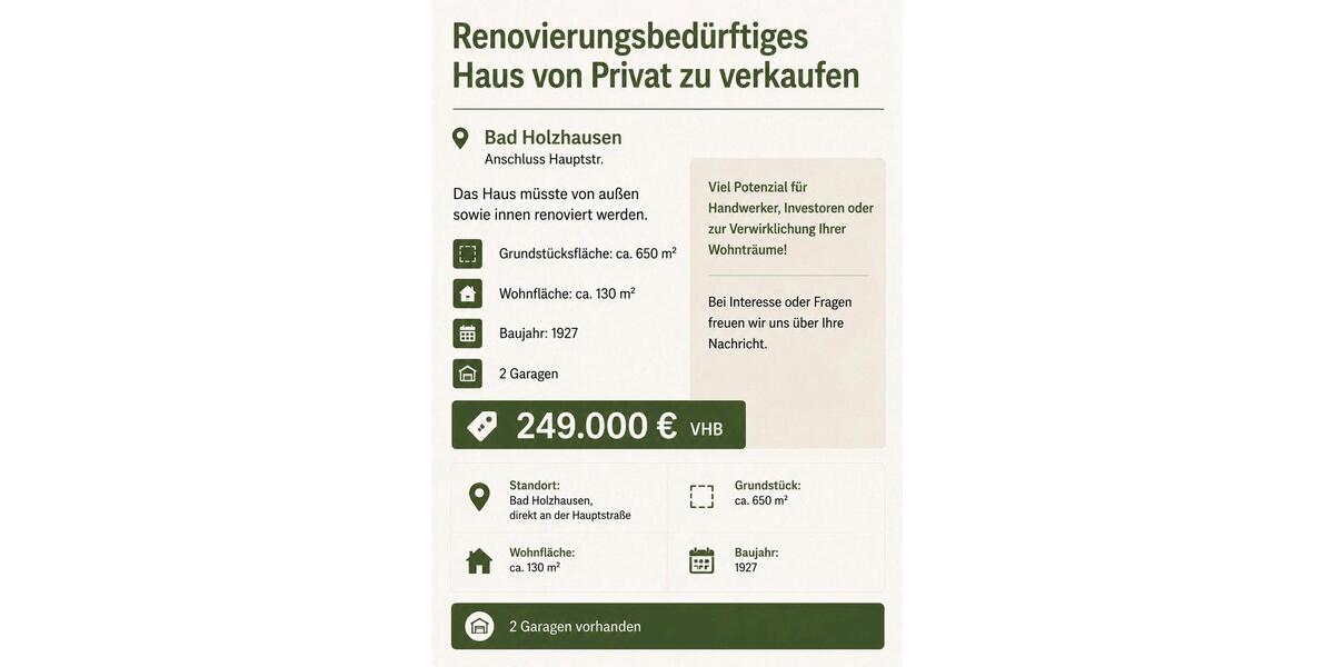 Einfamilienhaus Preußisch Oldendorf - 4 Zimmer, 130 m&sup2;, 249.000&euro; | Angebot:26869958