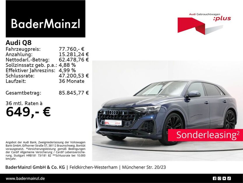 Audi Q8 28.100 km 75.920 € Feldkirchen/Westerham 83620
