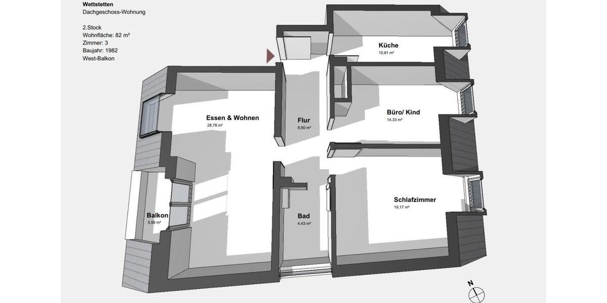 3 Zimmer 82qm Dachgeschoss Eigentumswohnung 3 zimmer