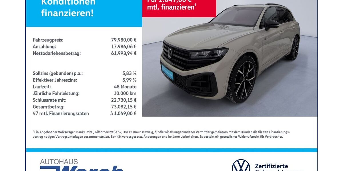 VW Touareg 9.607 km 79.979 &euro; Südharz 06536