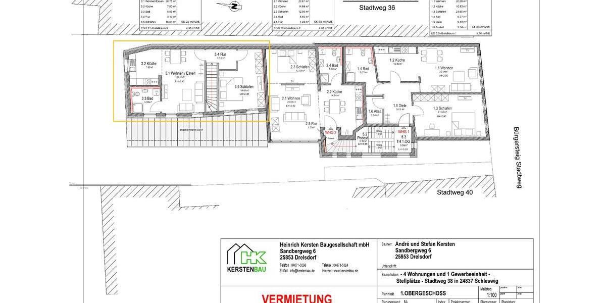 Etagenwohnung Schleswig - 2 Zimmer, 56 m&sup2;, 670&euro; | Angebot:26456437