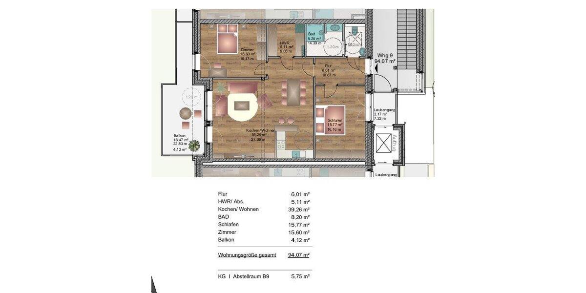 Etagenwohnung Wietmarschen - 3 Zimmer, 94 m&sup2;, 1.060&euro; | Angebot:26167823