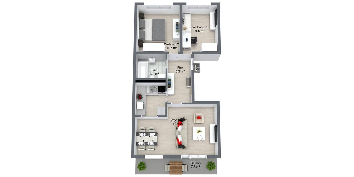 Etagenwohnung Schwedt (Oder) - 3 Zimmer, 57 m&sup2;, 344&euro; | Angebot:25880725