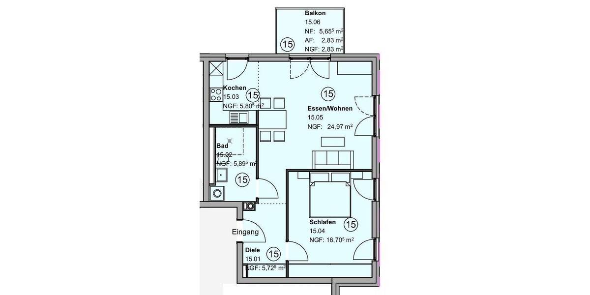 Etagenwohnung Halle/Saale Saaleaue - 2 Zimmer, 61 m&sup2;, 700&euro; | Angebot:26867265