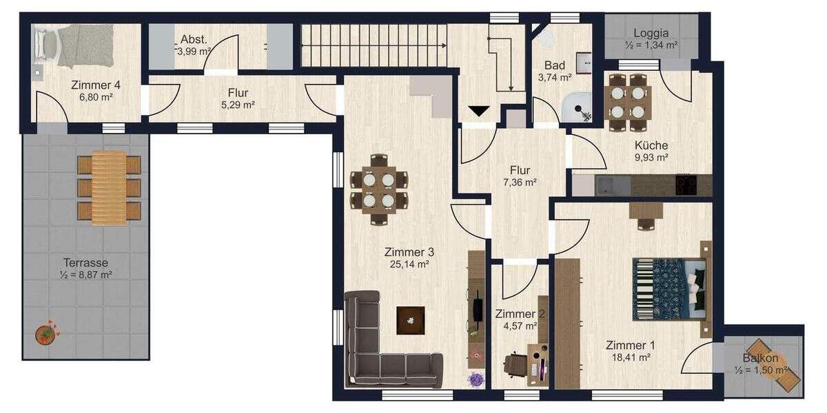 Etagenwohnung Abensberg Arnhofen - 3 Zimmer, 95 m&sup2;, 147.000&euro; | Angebot:25606116