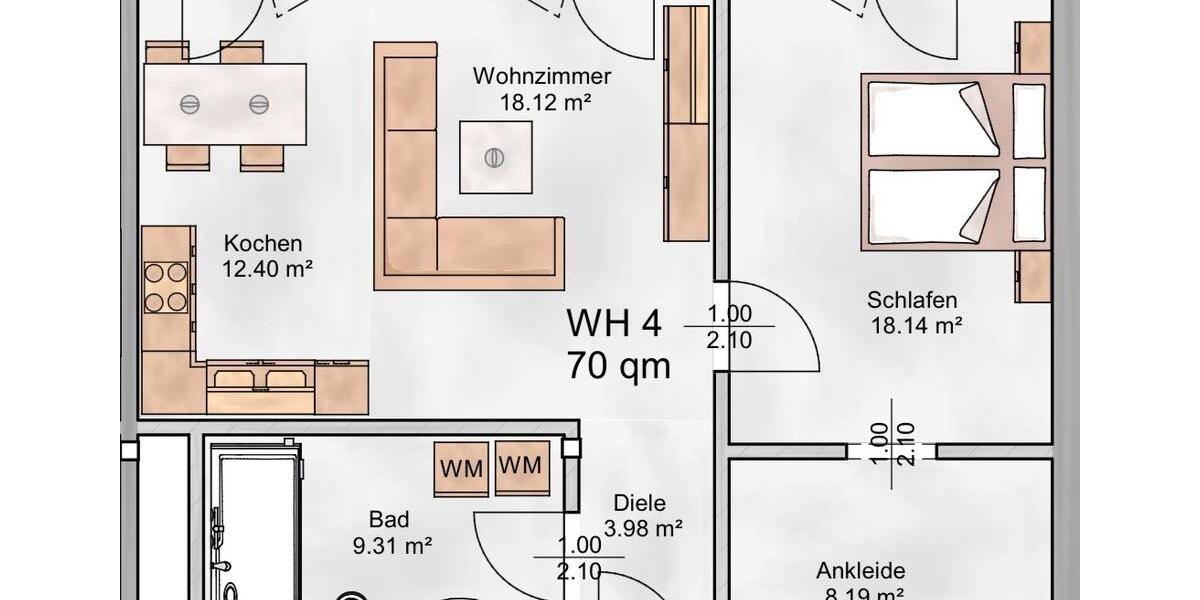 Erdgeschoßwohnung Frankenberg (Eder) - 2.5 Zimmer, 70 m&sup2;, 1.100&euro; | Angebot:26349857