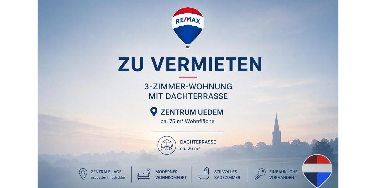 Etagenwohnung Uedem - 3 Zimmer, 75 m&sup2;, 725&euro; | Angebot:26122625