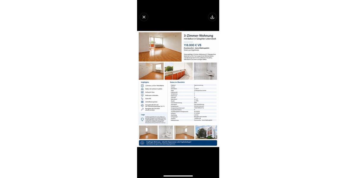 Etagenwohnung Salzgitter - 3 Zimmer, 85 m&sup2;, 118.000&euro; | Angebot:26993505