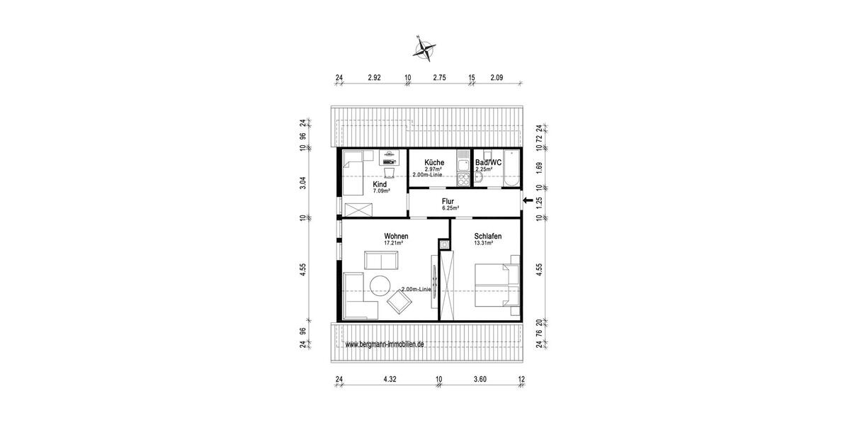 Dachgeschoßwohnung Stuttgart Fasanenhof-Ost - 3 Zimmer, 49 m&sup2;, 834&euro; | Angebot:26670387