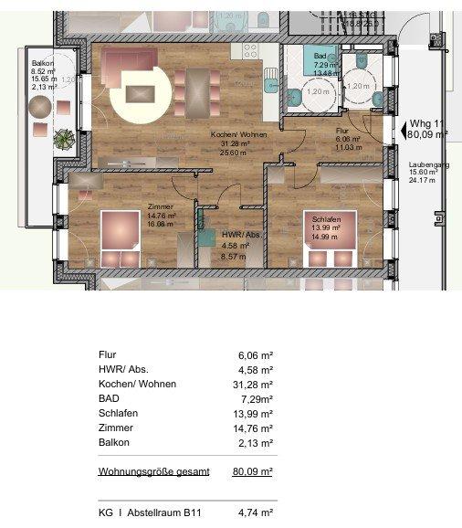 Etagenwohnung Wietmarschen - 3 Zimmer, 80 m&sup2;, 940&euro; | Angebot:26357052