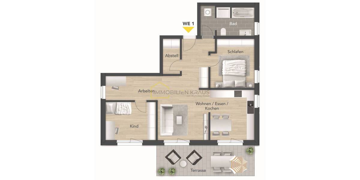 Etagenwohnung Erlangen / Bruck Bruck - 3 Zimmer, 90 m&sup2;, 1.720&euro; | Angebot:26439303