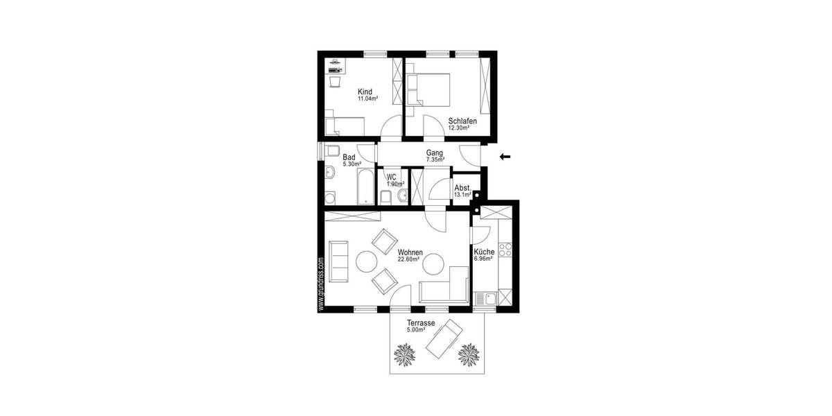 Etagenwohnung Moosburg - 3 Zimmer, 71 m&sup2;, 280.000&euro; | Angebot:24621379