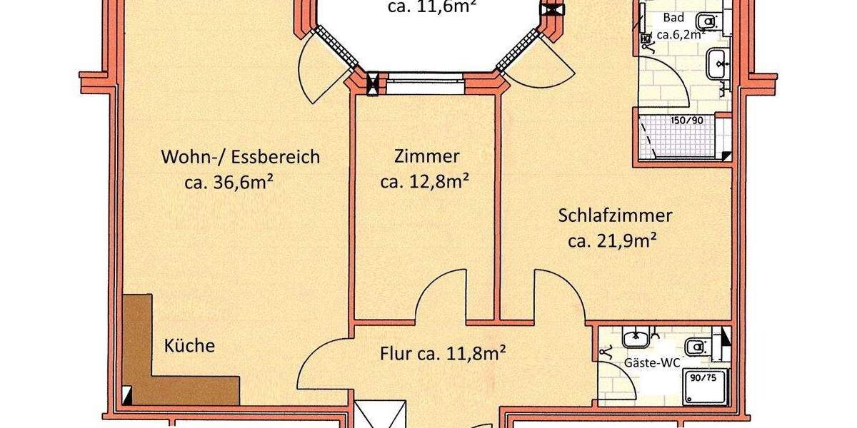 Neuwertige- Wunderschöne, großzügige 3 Zimmer Wohnung mit Balkon und Fahrstuhl 3 zimmer