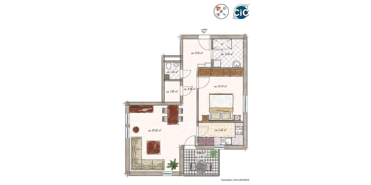 Etagenwohnung Obersulm Willsbach - 2 Zimmer, 66 m&sup2;, 720&euro; | Angebot:25695364