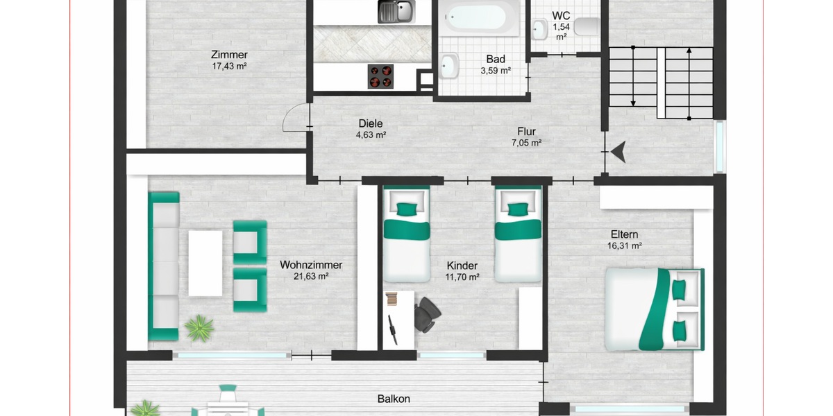 Etagenwohnung Gottmadingen - 4 Zimmer, 88 m&sup2;, 249.000&euro; | Angebot:24984397