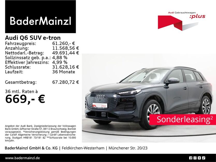 Audi Q6 e-tron 15.400 km 57.920 € Feldkirchen/Westerham 83620