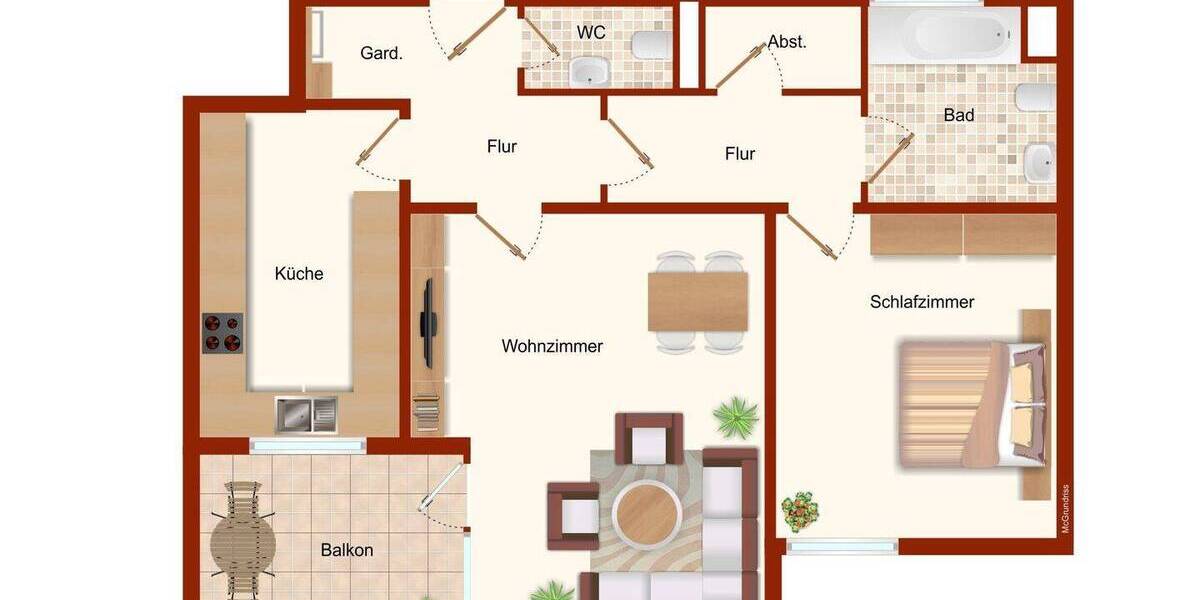 Etagenwohnung Coburg - 2 Zimmer, 67 m&sup2;, 570&euro; | Angebot:26799212