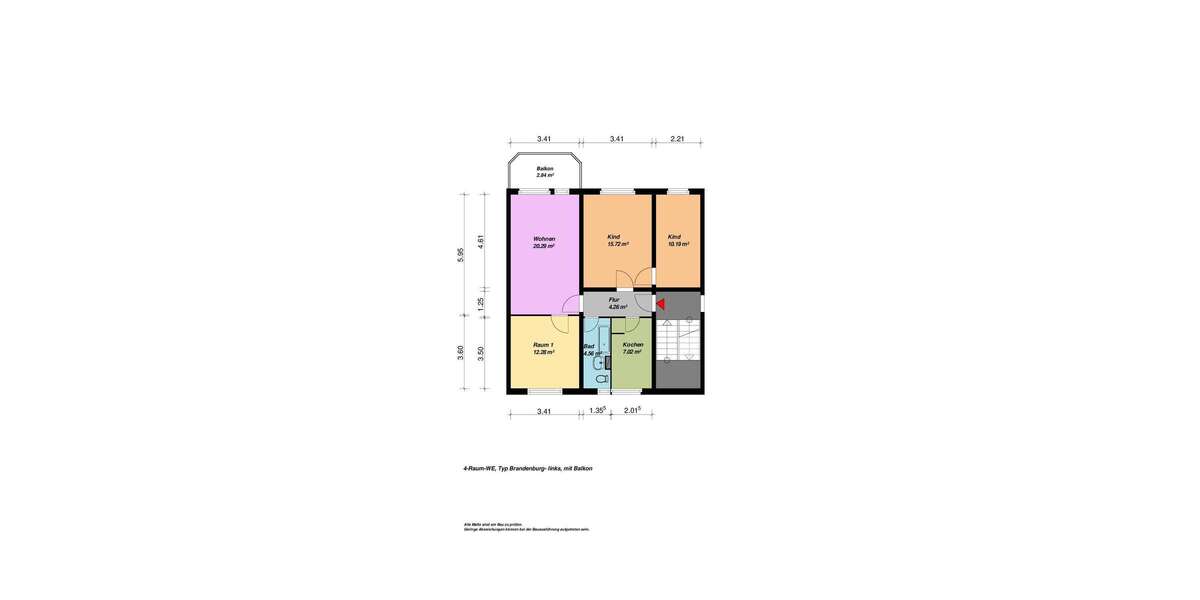 Etagenwohnung Neubrandenburg Reitbahnviertel - 4 Zimmer, 76 m&sup2;, 650&euro; | Angebot:25570748