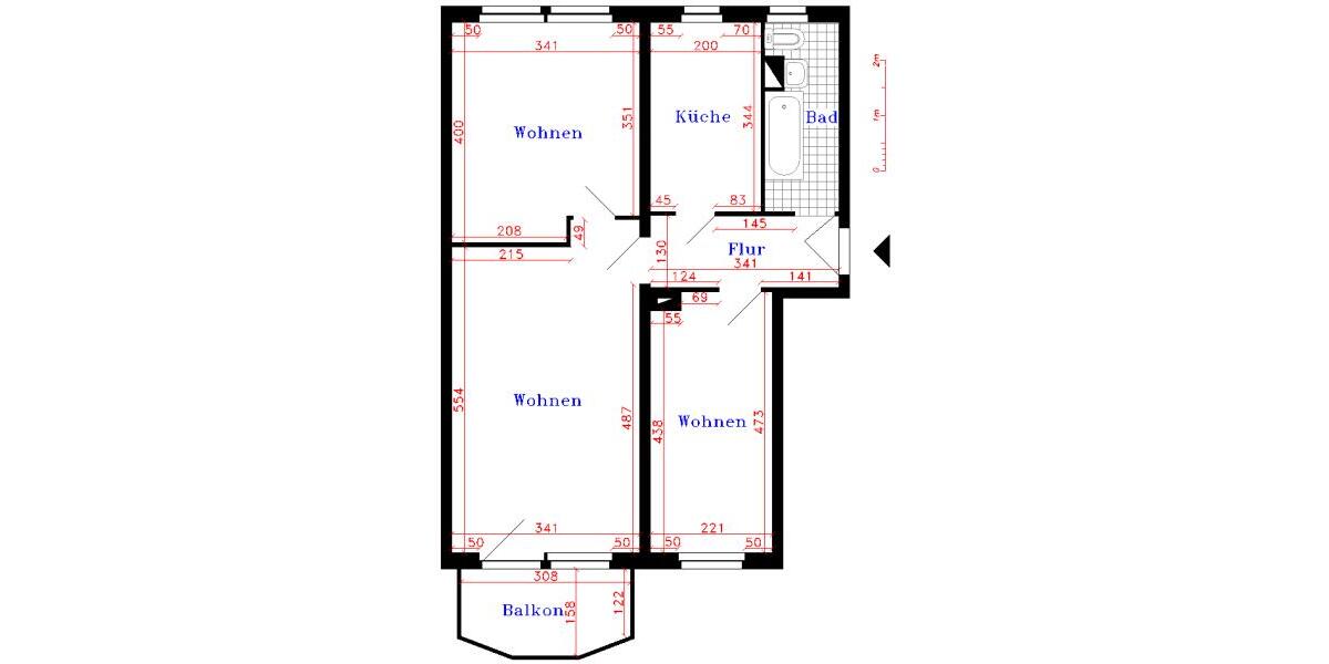 Etagenwohnung Saalfeld (Saale) - 3 Zimmer, 60 m&sup2;, 340&euro; | Angebot:25450980